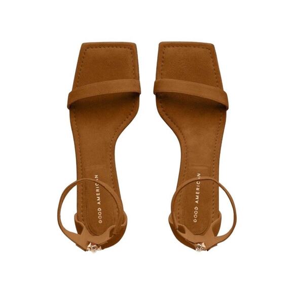 NWB Good American Block Heel Square Toe Sandals in Amber, Size 10 - Picture 2 of 12